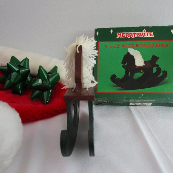 VTG Merry Brite Wood Rocking Horse Christmas Decor - Picture 4 of 10